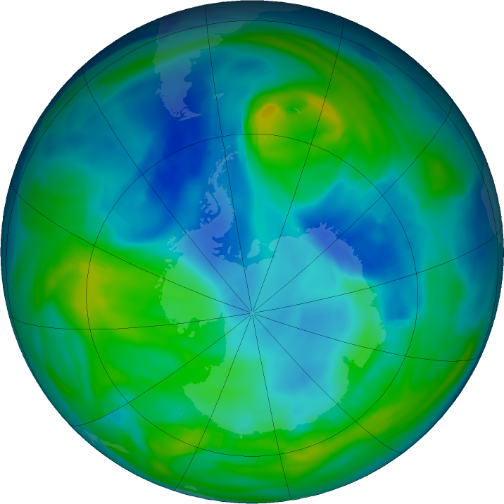 Antarctic ozone map for 14 May 2024